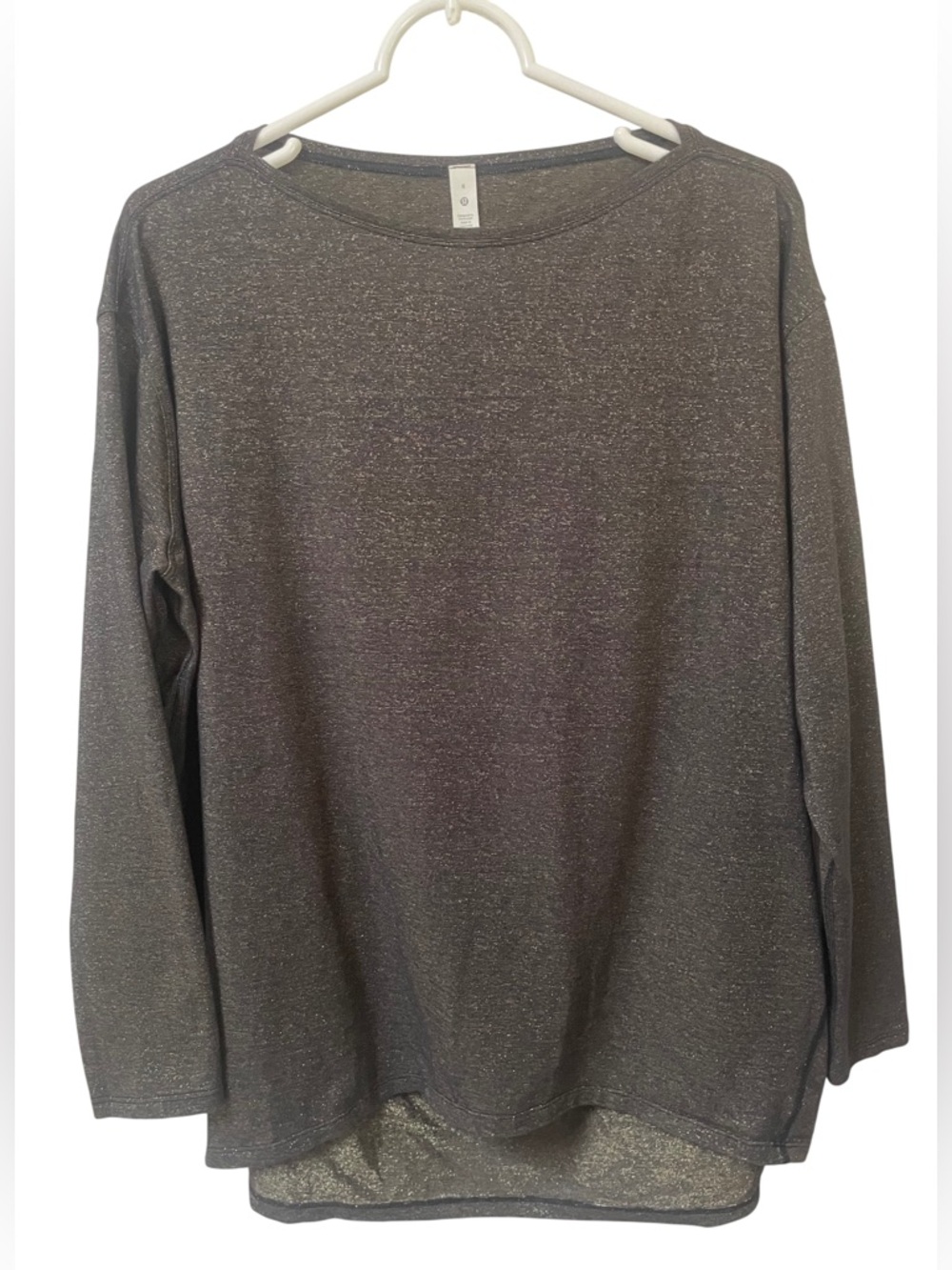 Lululemon Top Shirt Women’s 8 Back In Action Black Gold Metallic Sparkle Active
